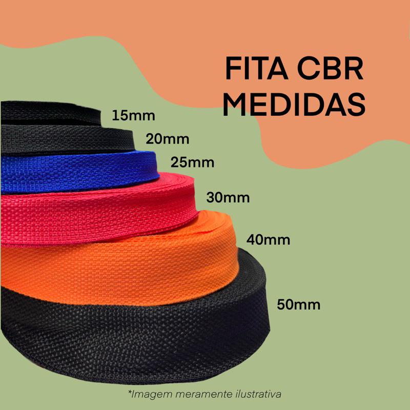 Fita CBR de nylon - rolo c/50 mts - varias cores e larguras