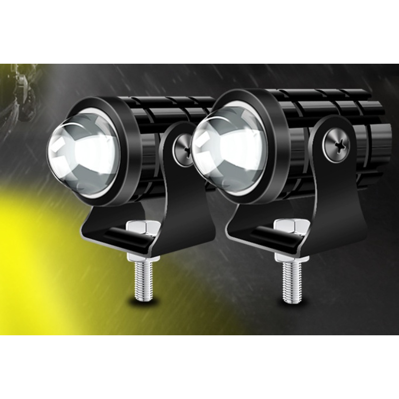 Farol de milha 2 cores Led 3000k/6000k Motocicleta Farol de Auxilha neblina