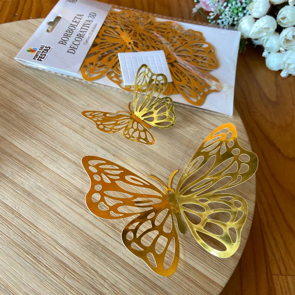 Borboletas Decorativas 3D - 8x10cm - Pacote com 12 Unidades | Shopee Brasil
