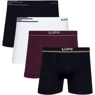 Kit com 4 Cuecas Boxer Microfibra sem Costura Lupo