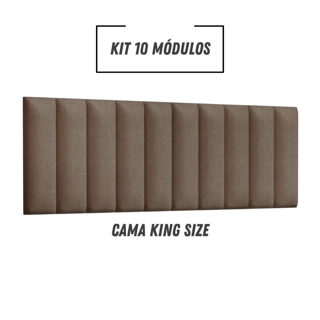 Cabeceira Kit com 10 Módulos Para Cama King - Tecido Linho | Shopee Brasil