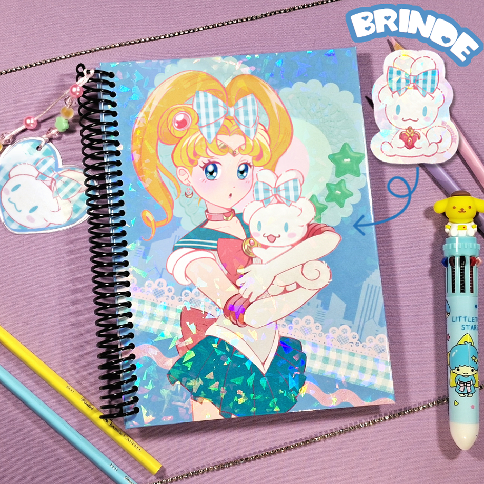 Caderno Sketchbook Holográfico - Sailor moon - Cinnamoroll - 80 Flhs A5 ...