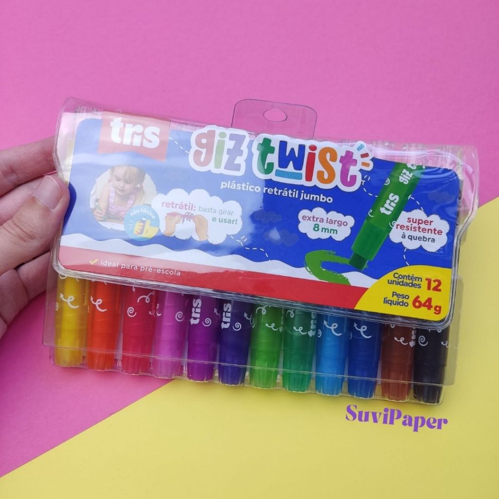 Giz De Cera 12 Cores Retrátil Twist Jumbo Tris - Meu Primeiro Gizm