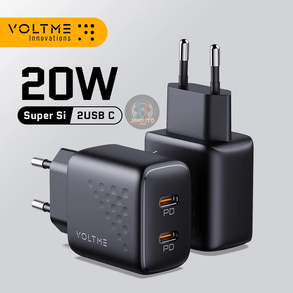 Voltme Carregador rápido 20W 2x Type-C - Revo 20 Duo Lite - Phone, Samsung, outros
