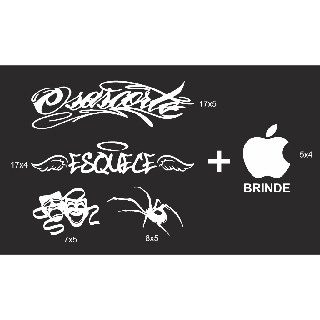 Adesivos para motos carros e bicicletas - Osascorte, esquece, chora agora ri depois, aranha, maça