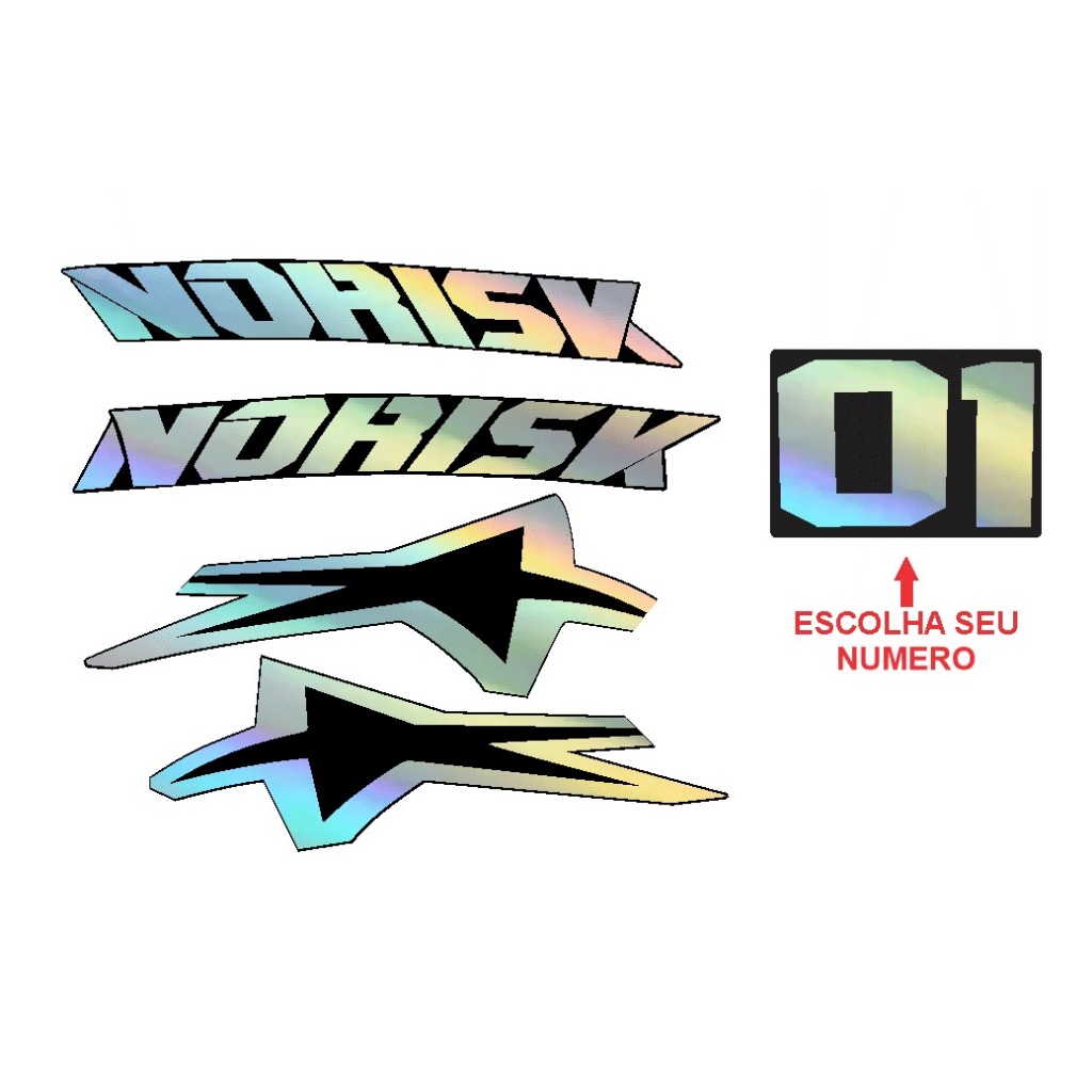 Adesivo holográfico capacete Norisk *Seu numero Personalizado* | Shopee ...