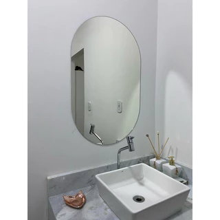 Espelho Oval Lapidado 80X50 Decoração + Dupla Face Para Fixação - Envio Imediato