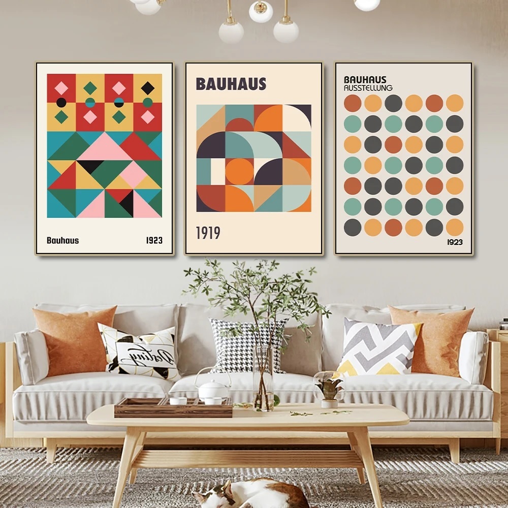 Quadro decorativo Colorido Bauhaus Exposição Geométrica sala sala de estar cozinha 40x60