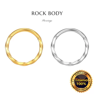 【Rock Body】 Torcida Piercing Argola Helix Titânio Pvd de Nariz Segmento Articulado Piercing Orelha | Septo, Rook, Conch