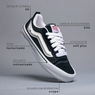 TÊNIS KNU SKOOL BLACK WHITE LANÇAMENTO IMPORTADO PALMILHA GEL