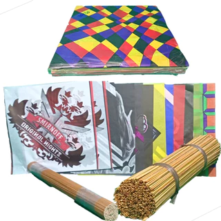 PIPA Peixinho Unidades 30*30 Pipas Seda+varetas+cola KIT COM 100 Faça voce mesmo fabrica