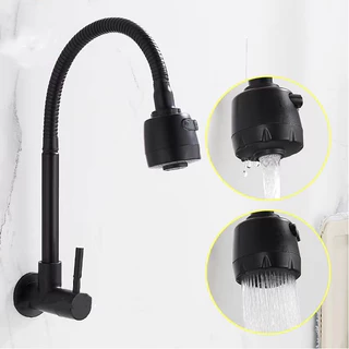 Torneira de cozinha em aço inoxidável SUS 304 preto fosco
