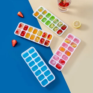 KIT Forma de gelo forminha para fazer gelo de silicone com tampa 14 gelos
