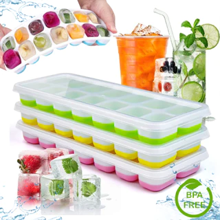 Forma de Gelo Base Silicone 14 cavidades com tampa