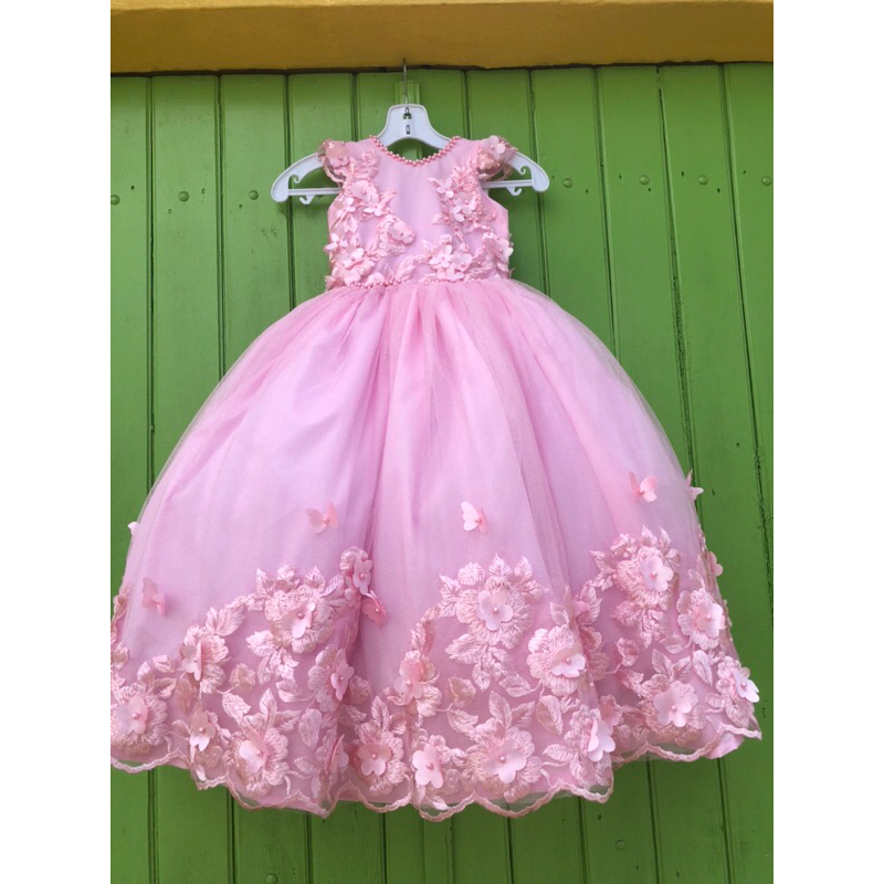 Vestido infantil rosa claro Formatura ABC de aniversário jardim