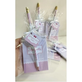 Kit Bloco e lápis 20 unidades- Lembrancinha de maternidade e aniversário