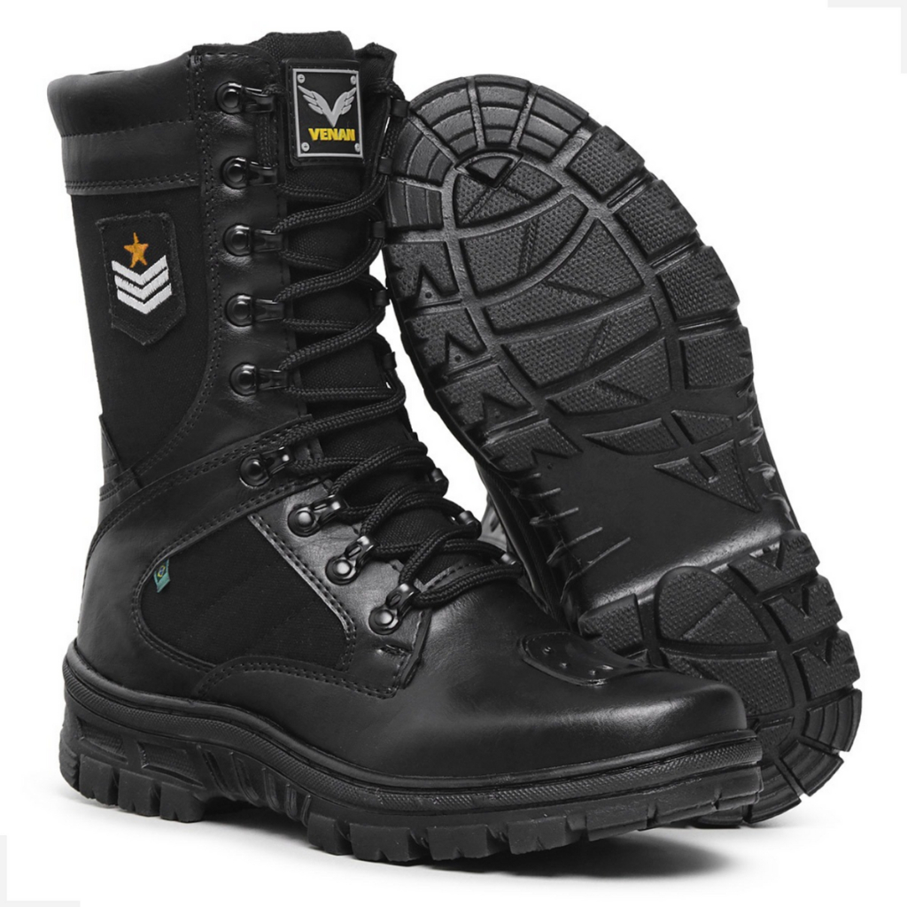 Coturno Masculino Militar Tático Exercito Motoqueiro Bota Cano Alto Com ...