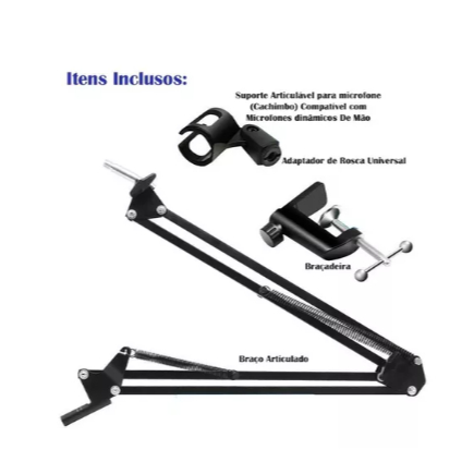 Braço Articulado Suporte De Mesa Para Microfones Cor Preto
