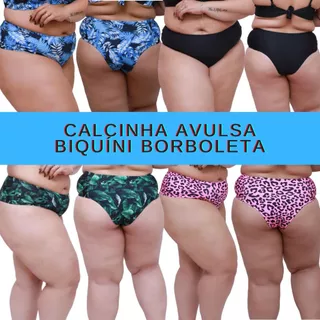 Calcinha de biquíni drapeada modelo borboleta cós alto
