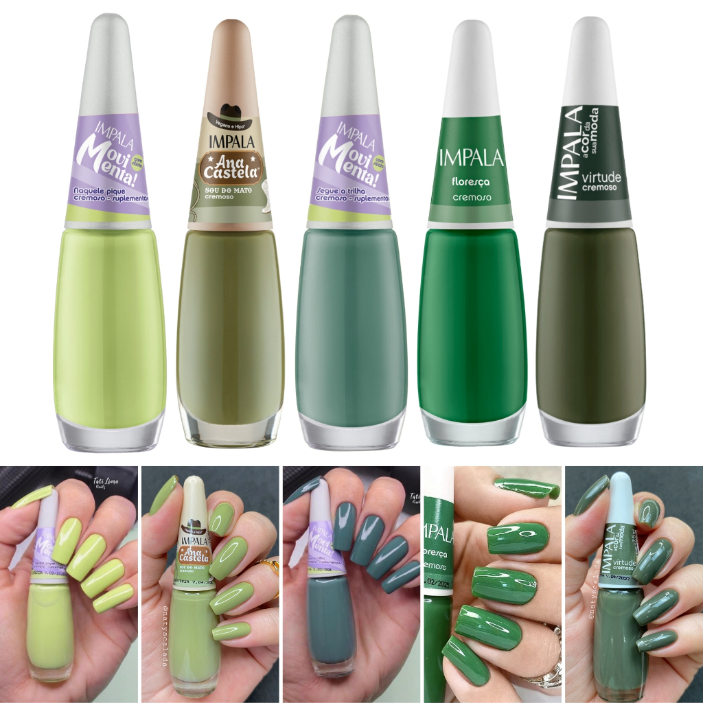 Kit 5 Esmaltes Impala Tons de Verde | Shopee Brasil