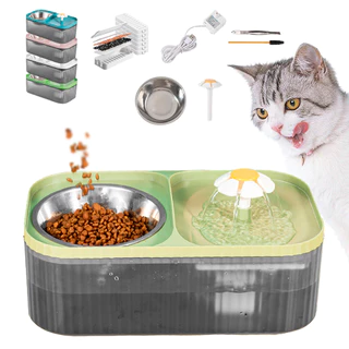 Fonte Bebedouro Comedouro Elevado Alto Automático Inox Duplo Cão Gato 3 Litros Premium