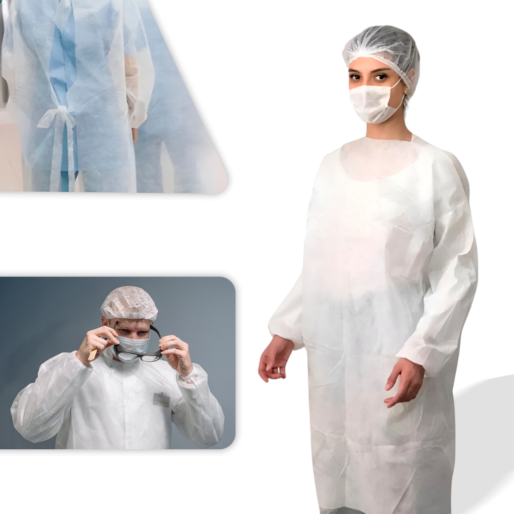 10 Avental Descartável 30g Manga Longa Jaleco Capote Descartável Branco