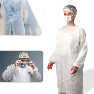 10 Avental Descartável 30g Manga Longa Jaleco Capote Descartável Branco