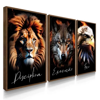 Decoreiro Quadros Decorativos Com Moldura 55x40 Motivacional Disciplina Escritório Leão