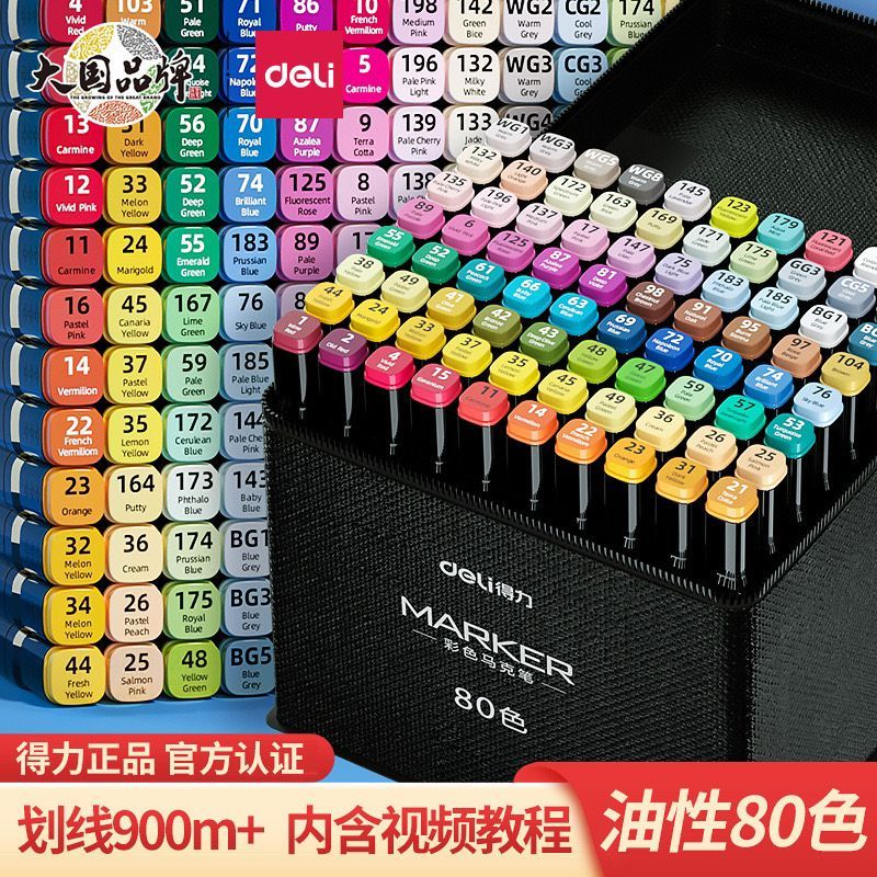 24/36/48/60/80 Cores Caneta Marcadora De Cabeça Dupla Oleosa Montagem Artística Para Estudantes Material Escolar Papelaria