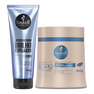 Kit Haskell Mascara Bendito Loiro 500gr + Supermascara Brilho Espelhado 240g + Presente