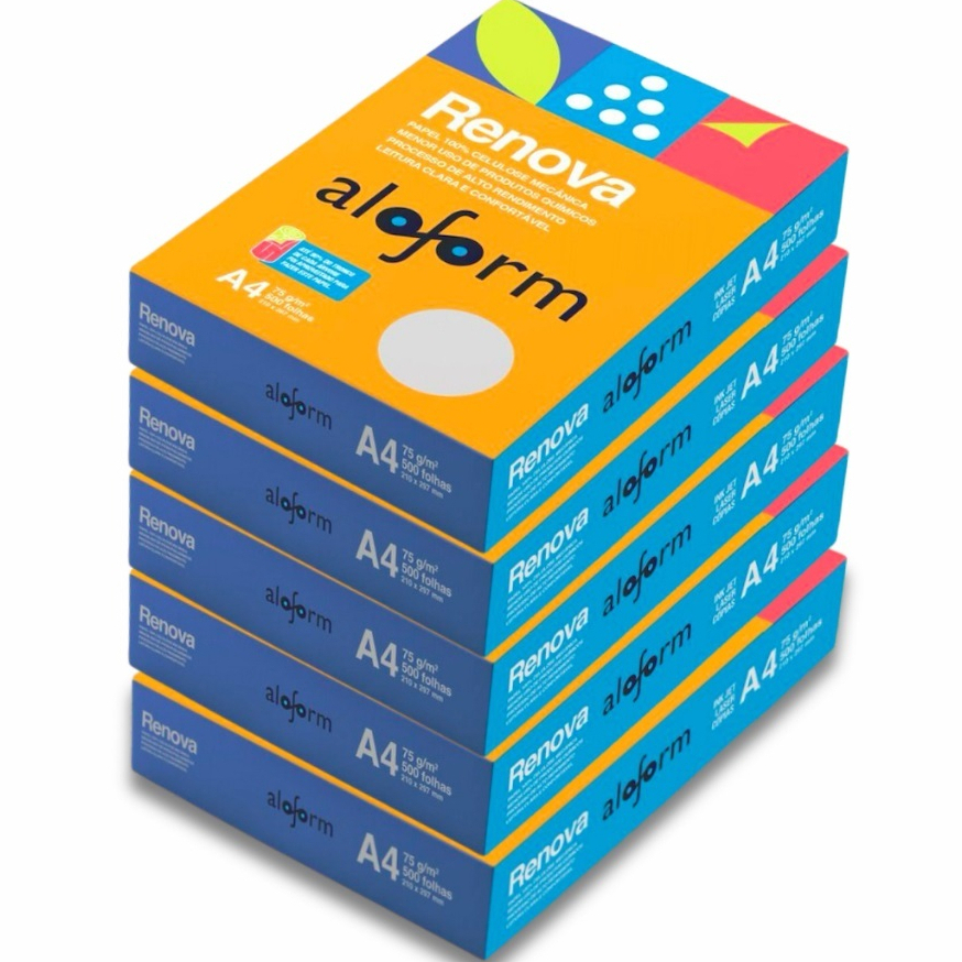50% OFF 5 RESMAS 2350 FOLHAS PAPEL A4 SULFITE SUSTENTÁVEL PAPEL A4 ...