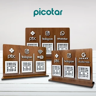 Placa Pix 3 Qr Code Madeira , Instagram Display Whatsapp plaquinha pagamento