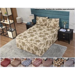 Lençol Luva King Para Cama Box Conjugada Malha Gel Estampada