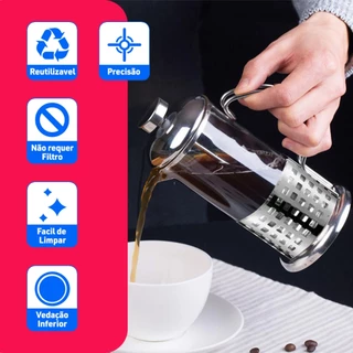 Cafeteira Francesa Cremeira 350ml Inox Leite Café Chá 3 modelos - Dolce Home
