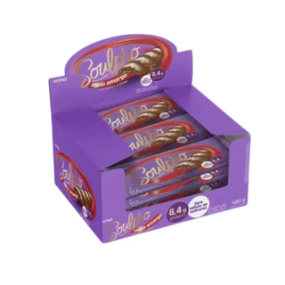 Kit 12x Chocolate Proteico Meio Amargo Soulpro 8,4g Proteínas