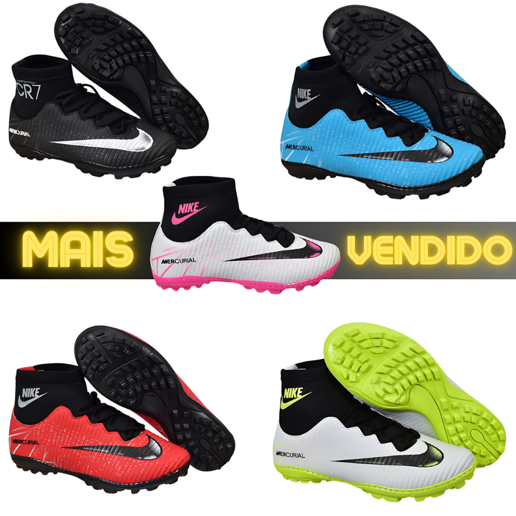 Chuteira Masculina e Feminina Society De Futebol Super Confortável Cano ...