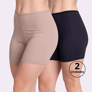 Kit 2 Short Anágua Meia Perna Liso Conforto Segunda Pele Feminino