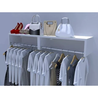 Kit 2 Un. Prateleira Cabideiro Araras De Roupas Nicho Parede