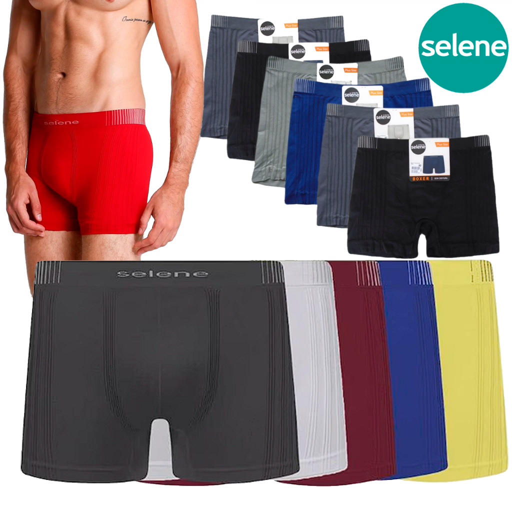 Selene Kit 12/6 Cuecas BOX Masculino Adulto Sem Costura Pernas Mais Comprida Conforto e ORIGINAL