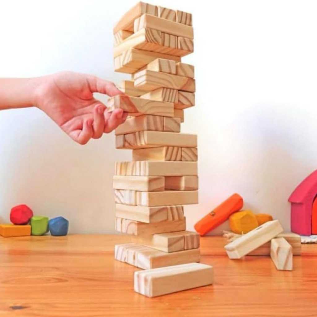 Kit Jenga Jogo Terremoto Caiu Perdeu Grande 54 Peças Pequeno 30 Peças
