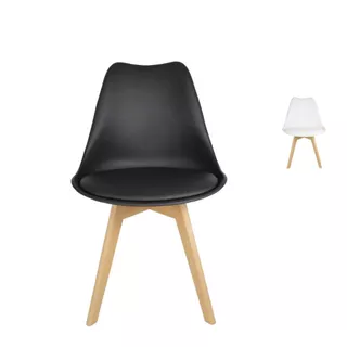 Cadeira Eames Leda Branca Madeira Eiffel Assento Acolchoado Base Fixa
