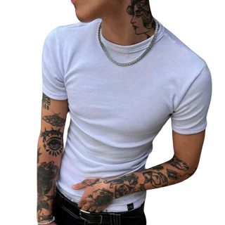 Camiseta Masculina Modelo Americano Canelada Básica