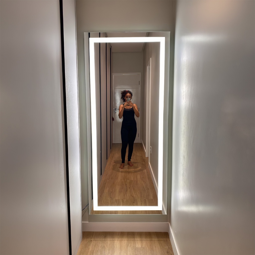 Espelho Led 0,90 X 0,60cm Touch Iluminação Branca 3000k 4000k 6500k Camarim Quarto Maquiagem Salão Studio Horizontal e Vertical