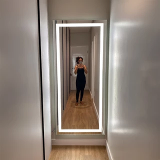 Espelho Led 0,90 X 0,60cm Touch Iluminação Branca 3000k 4000k 6500k Camarim Quarto Maquiagem Salão Studio Horizontal e Vertical