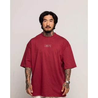 Camiseta Oversized Vinho Strass