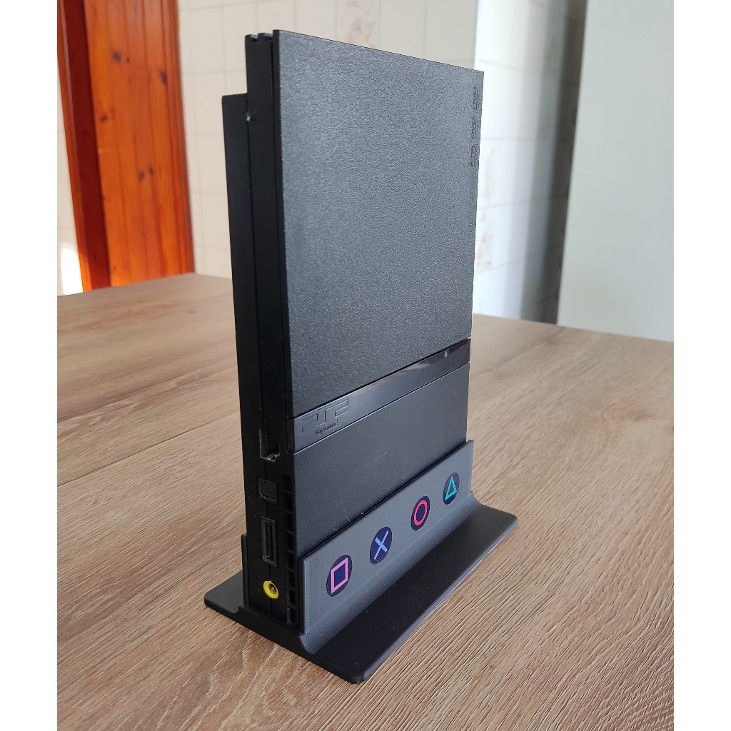 Suporte Playstation 2 Slim PS2 Base Vertical Controle Manete Joystick, Adesivos