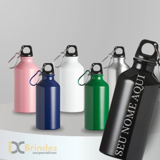 Squeeze Personalizado 420ml com Mosquetão Nome Logo e Profissões Alta Qualidade e Durabilidade