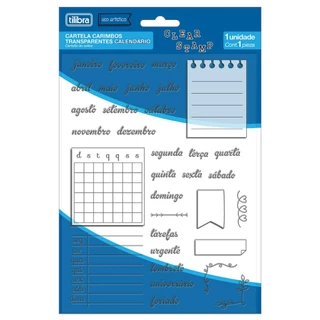 Cartela de Carimbos de Silicone Transparente Calendário - Tilibra