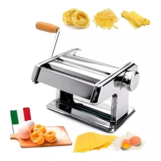 Máquina De Macarrão Massa Caseira Talharim Manual 3 tipos Cilindro Aço Inox
