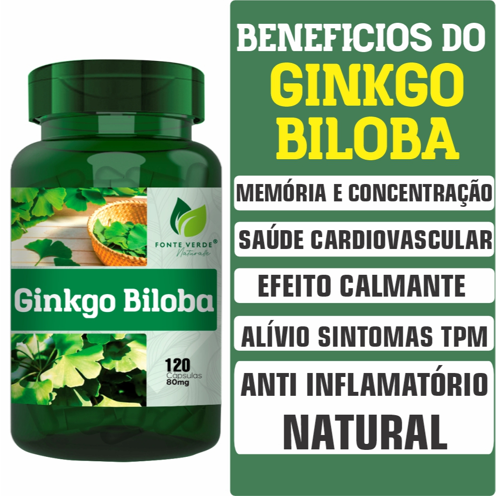 Ginkgo Biloba Concentração Memória 120 Cápsulas Fonte Verde | Shopee Brasil